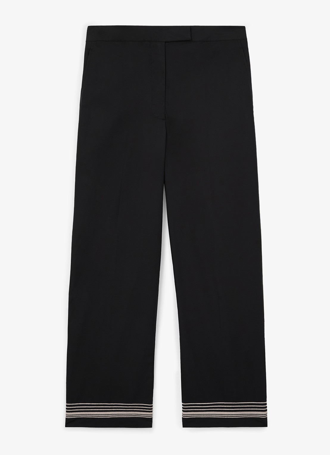 Reiss Cat high waist wide fit pantalon van katoen - voorkant zwart