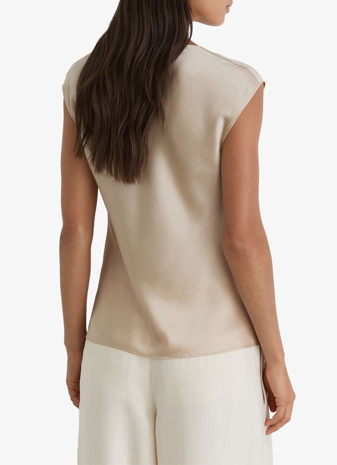 Reiss CATE silk Cowl-Neck Sleeveless Top - achterkant 6 creme