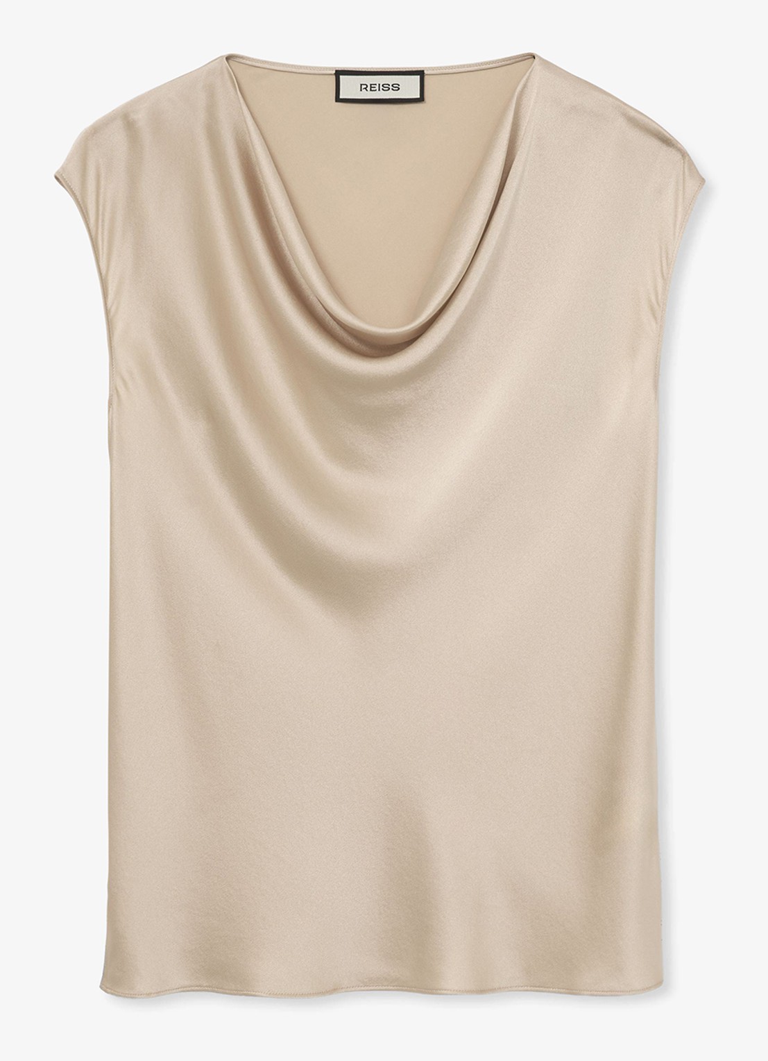 Reiss CATE silk Cowl-Neck Sleeveless Top - voorkant creme