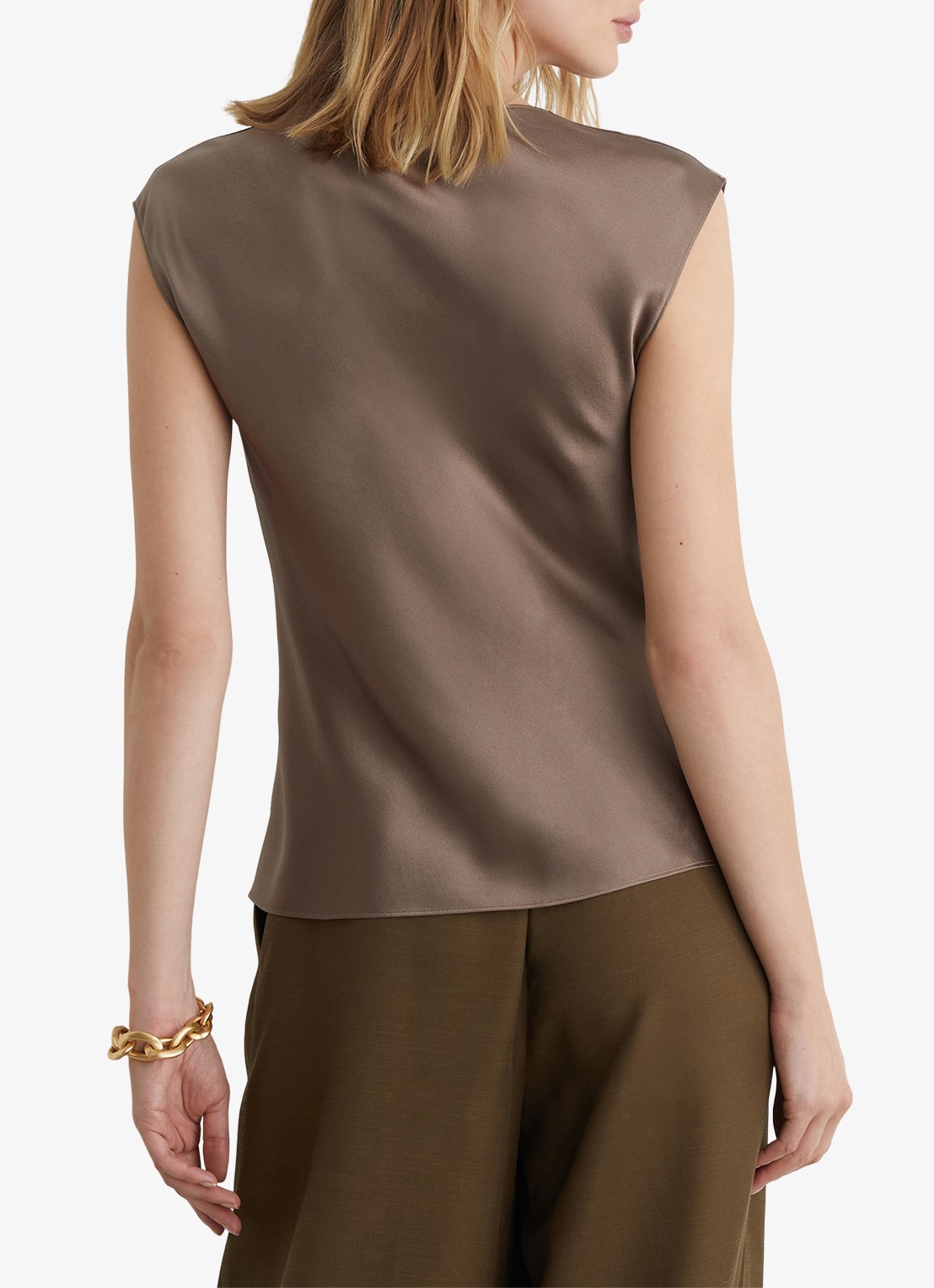 Reiss CATE silk Cowl-Neck Sleeveless Top - achterkant 6 bruin
