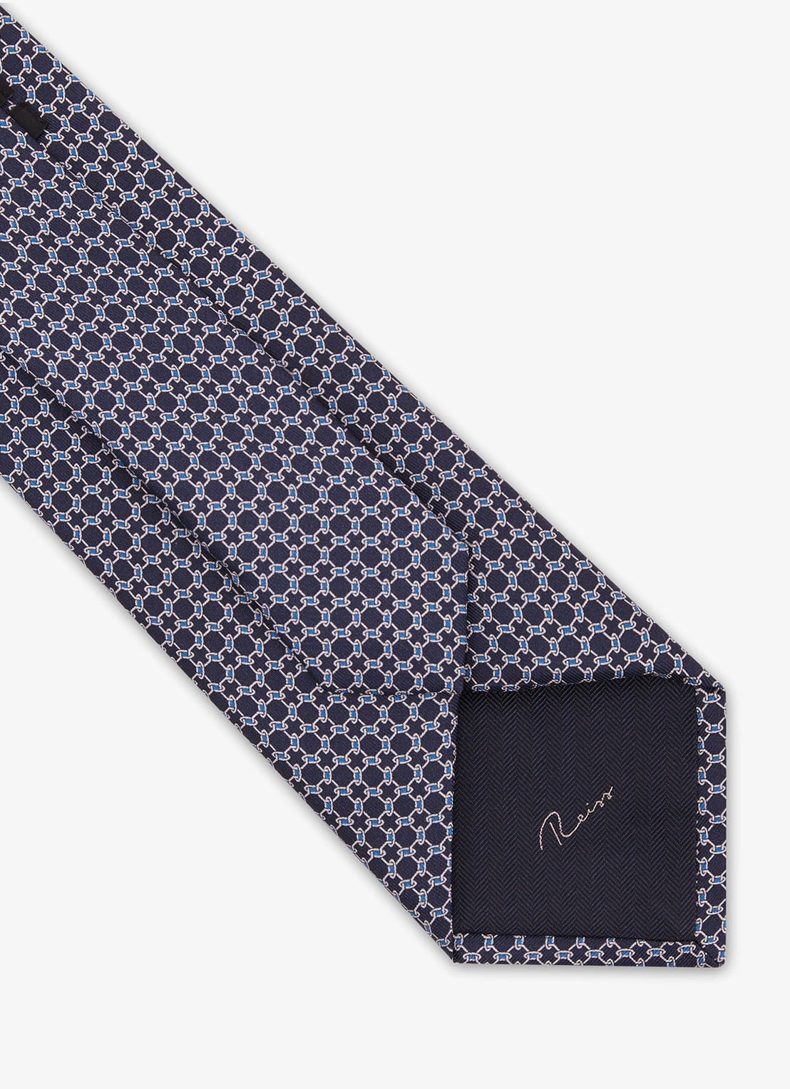 Reiss Catena stropdas van zijde met print - detail 2 donkerblauw