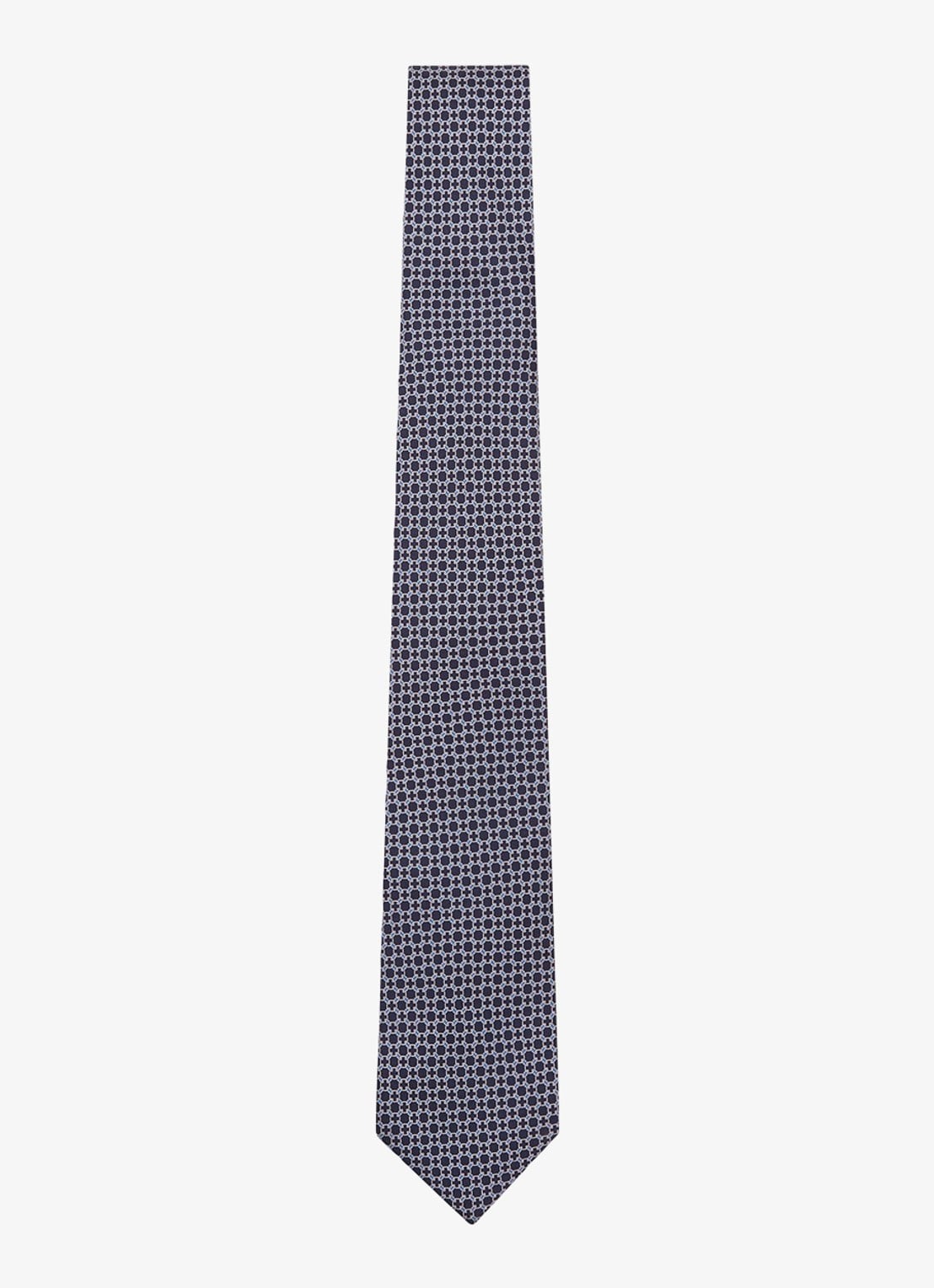 Reiss Catena stropdas van zijde met print - voorkant 5 donkerblauw