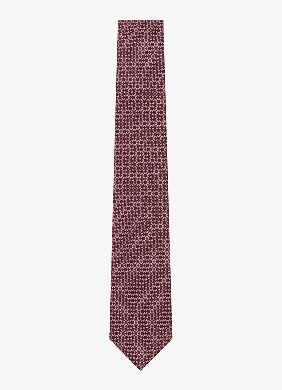 Reiss Catena stropdas van zijde met print - voorkant 5 bordeauxrood