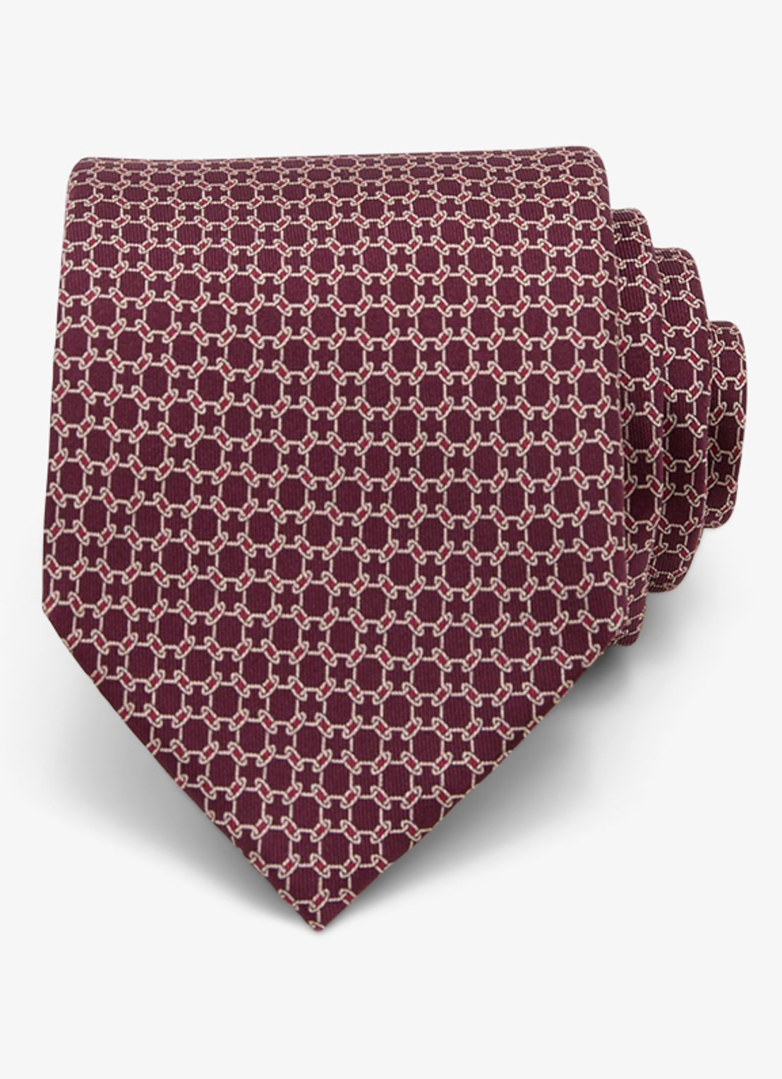 Reiss Catena stropdas van zijde met print - voorkant 6 bordeauxrood