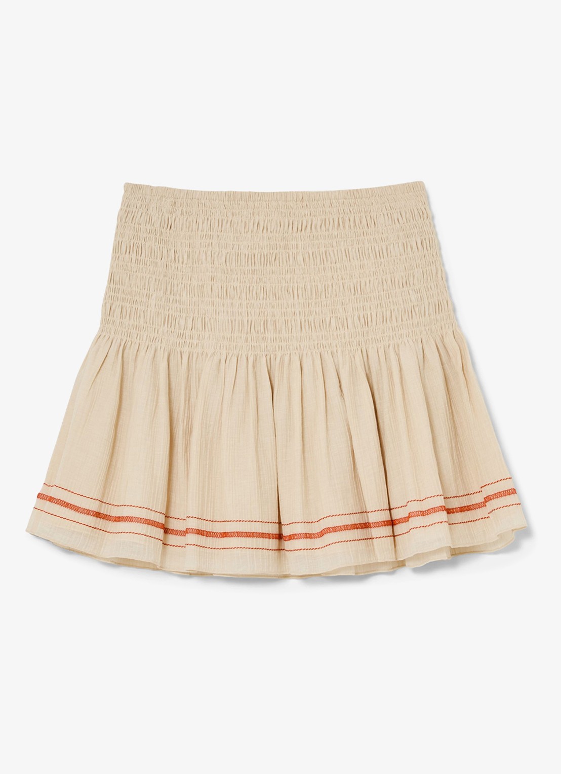 Reiss Catie mini rok met gestreept detail - voorkant beige