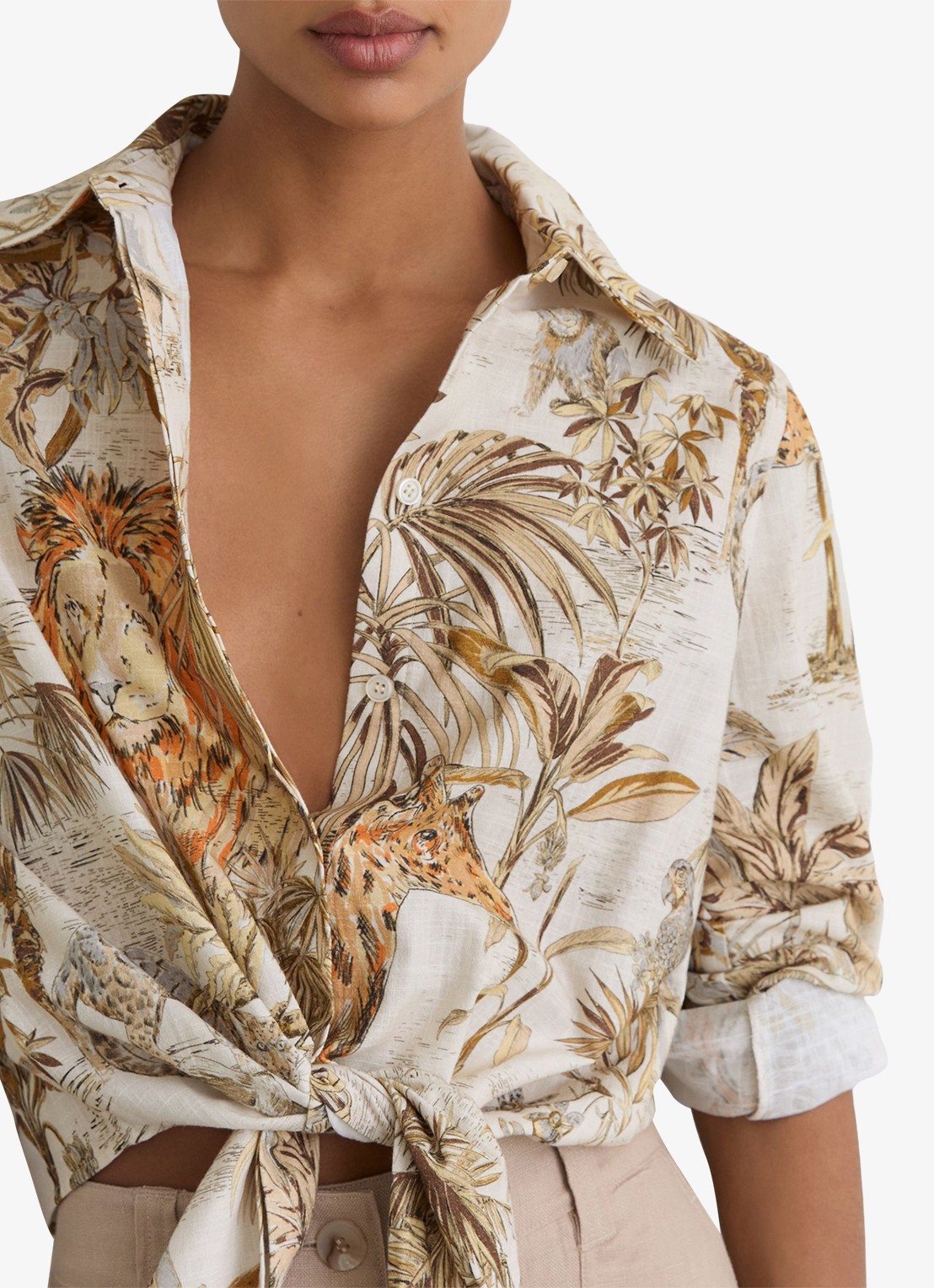 Reiss Cece blouse met strikdetail - detail 4 oranje