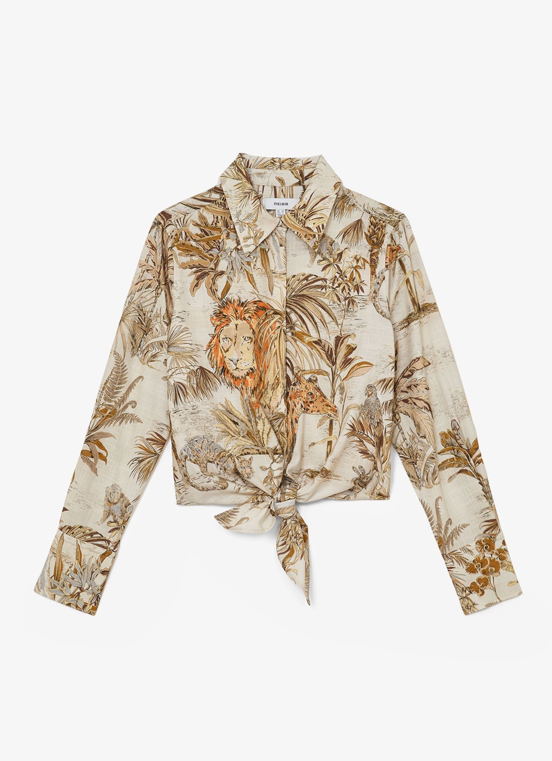 Reiss Cece blouse met strikdetail - voorkant oranje