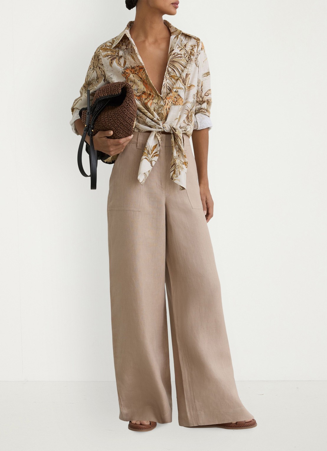 Reiss Cece blouse met strikdetail - voorkant 2 oranje