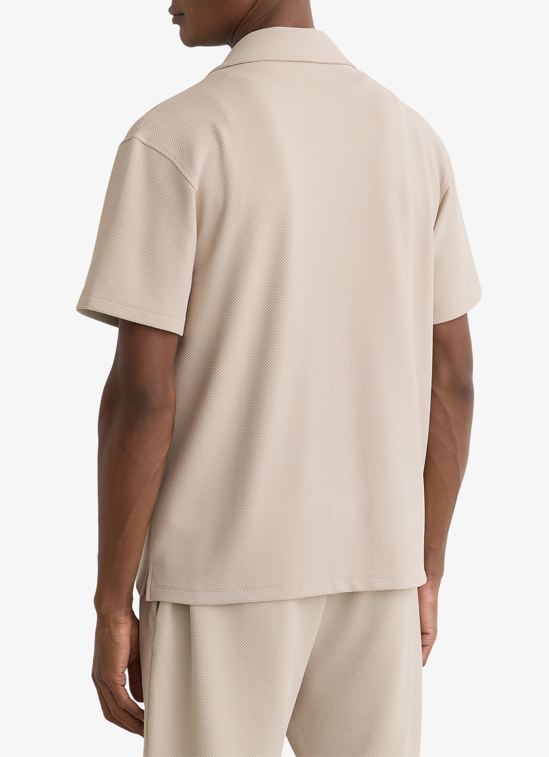 Reiss CEDRIC Textured Cuban-Collar Shirt - achterkant 8 beige