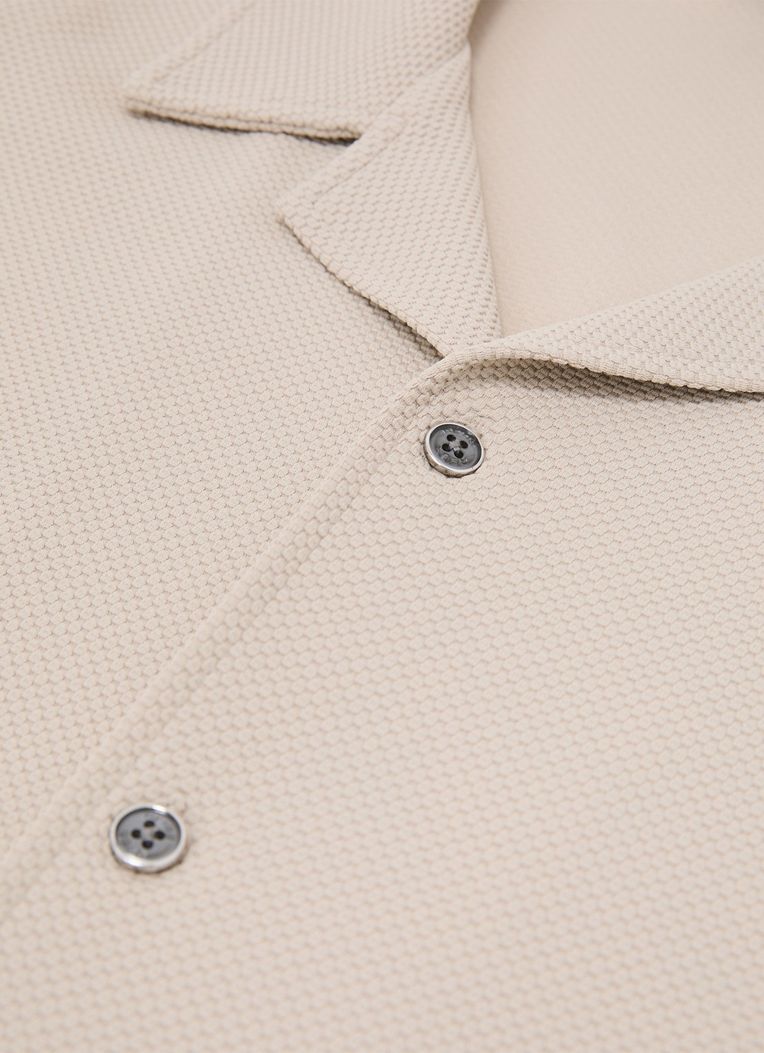 Reiss CEDRIC Textured Cuban-Collar Shirt - detail 7 beige