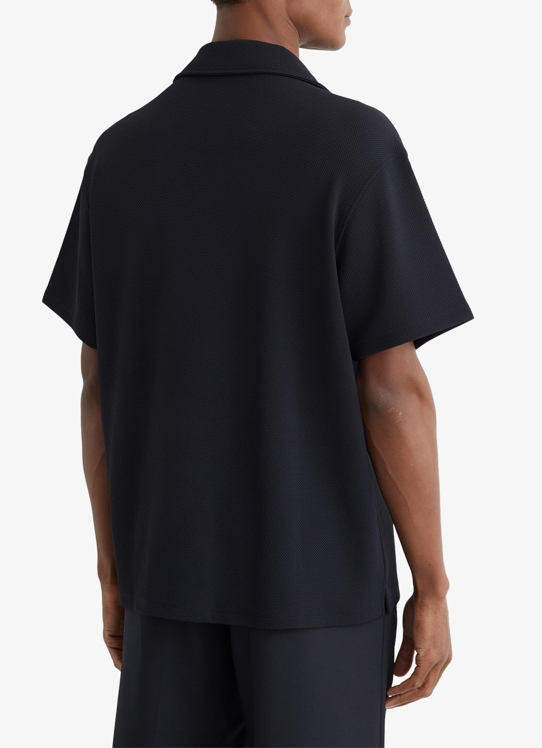 Reiss CEDRIC Textured Cuban-Collar Shirt - achterkant donkerblauw