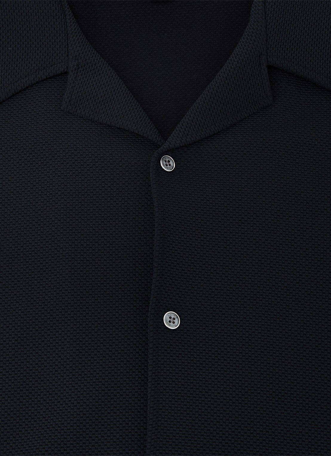 Reiss CEDRIC Textured Cuban-Collar Shirt - detail 7 donkerblauw