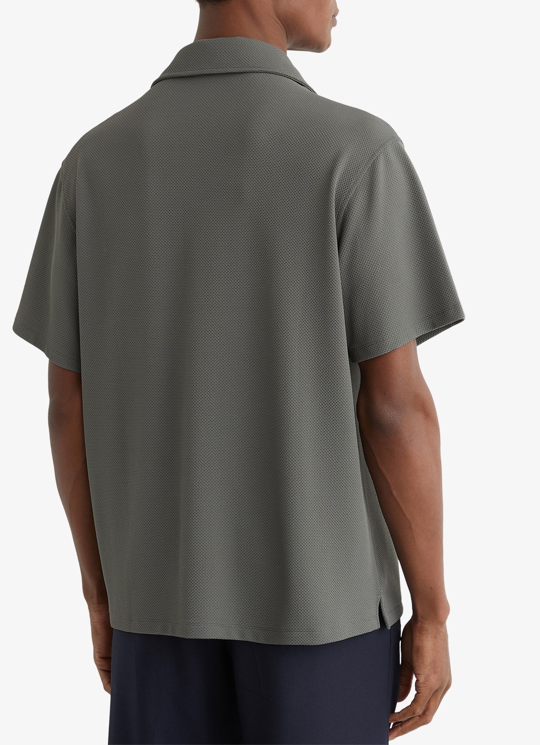 Reiss CEDRIC Textured Cuban-Collar Shirt - achterkant 3 groen