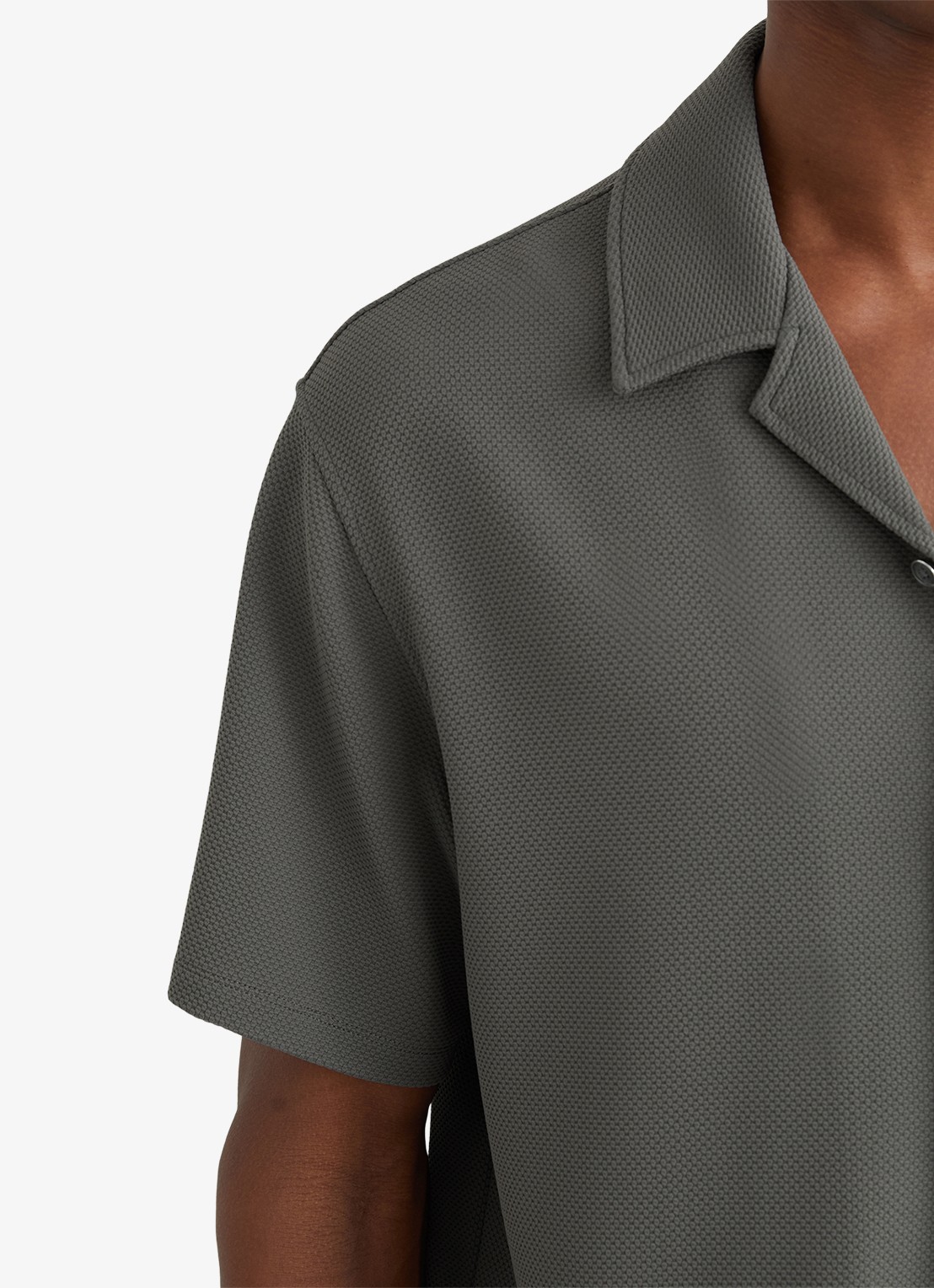 Reiss CEDRIC Textured Cuban-Collar Shirt - detail 5 groen