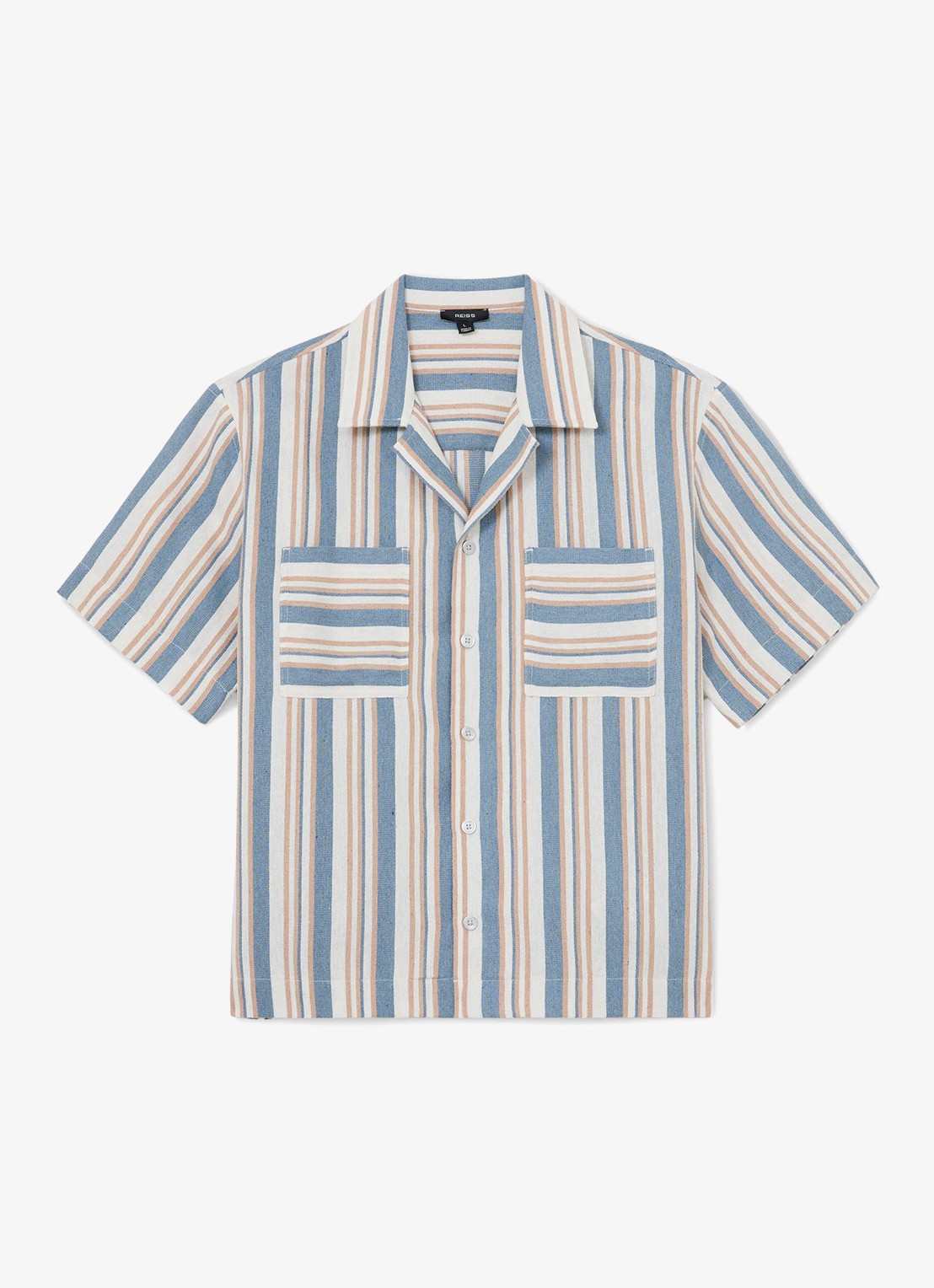 Reiss Celeste regular fit overhemd met streepprint - voorkant blue/ecru