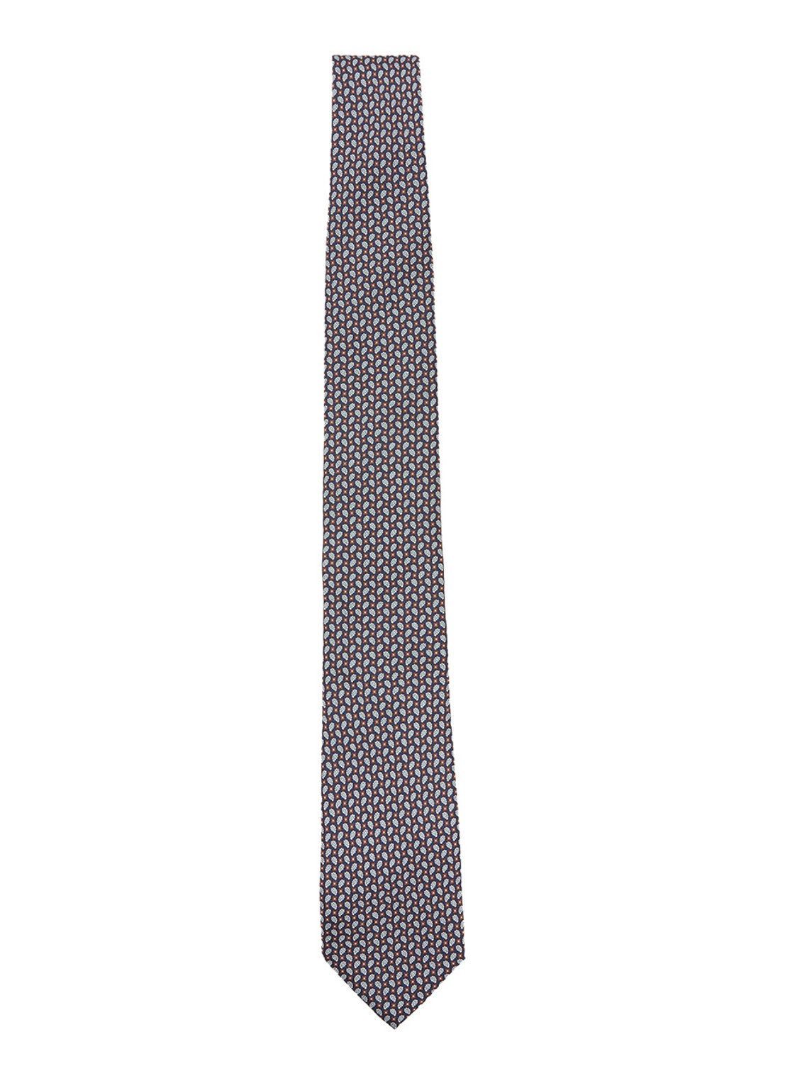Reiss Cenzo stropdas van zijde met grafische dessin - voorkant 2 navy / blauw
