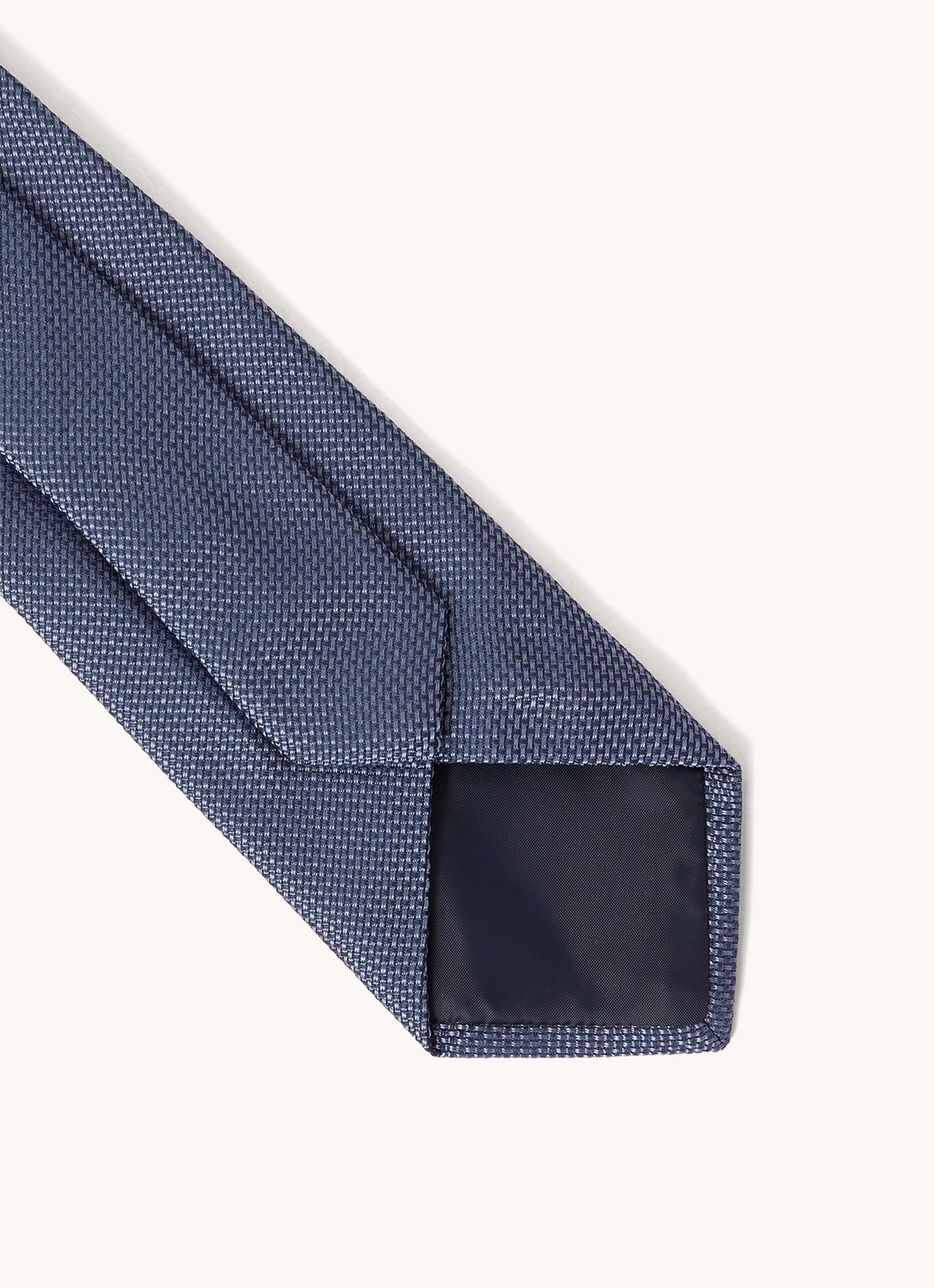Reiss Ceremony stropdas in zijdeblend met microdessin - achterkant 4 donkerblauw
