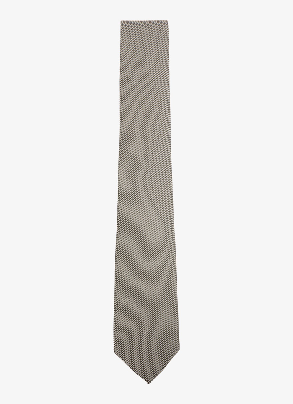 Reiss Ceremony stropdas in zijdeblend met microdessin - voorkant beige
