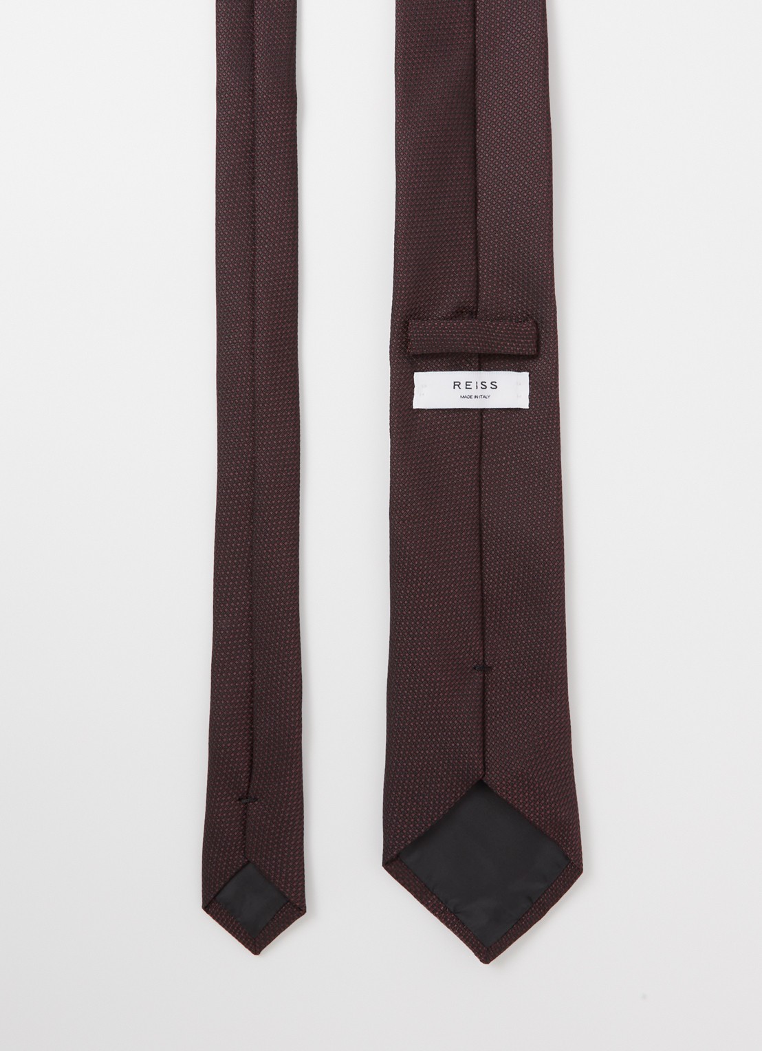 Reiss Ceremony stropdas in zijdeblend - detail 3 donkerrood