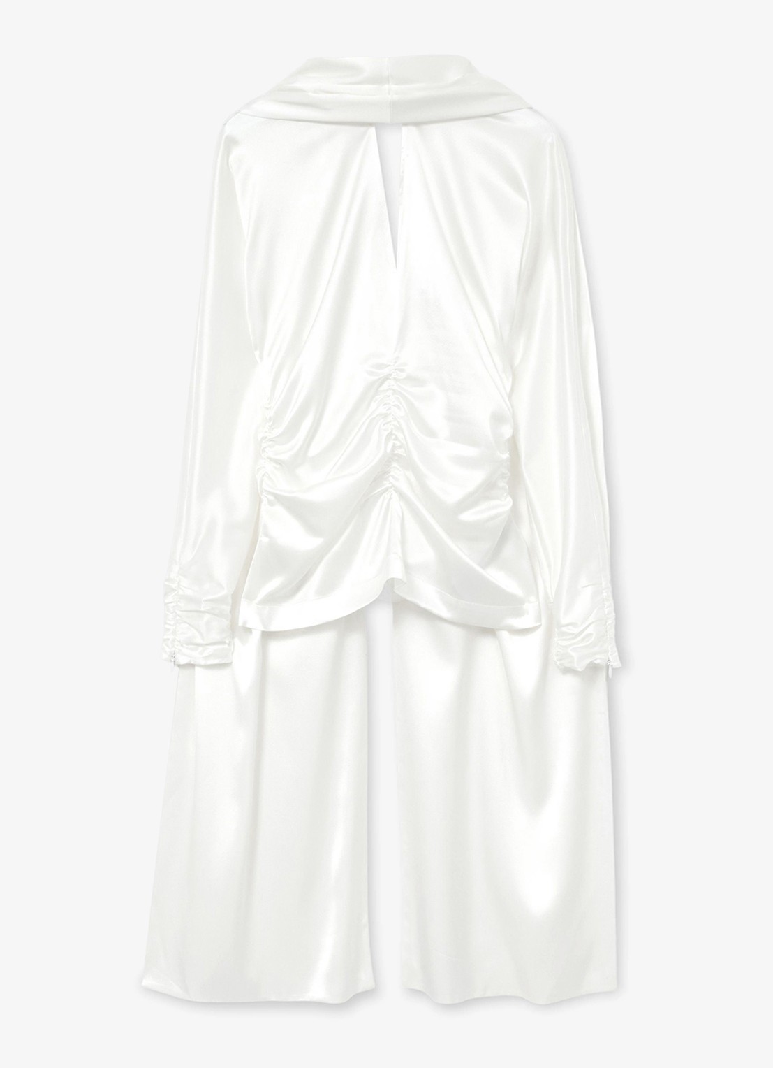 Reiss Ceres blouse van satijn met sjaalkraag - voorkant wit