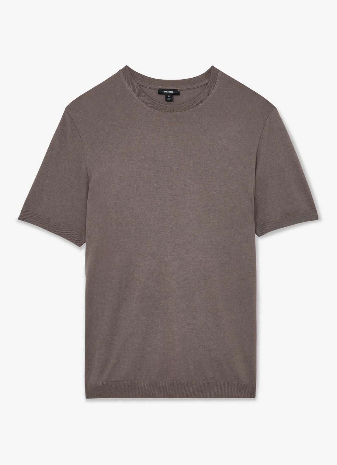 Reiss Chad modern fit T-shirt met ronde hals - voorkant 4 mouse brown / bruin