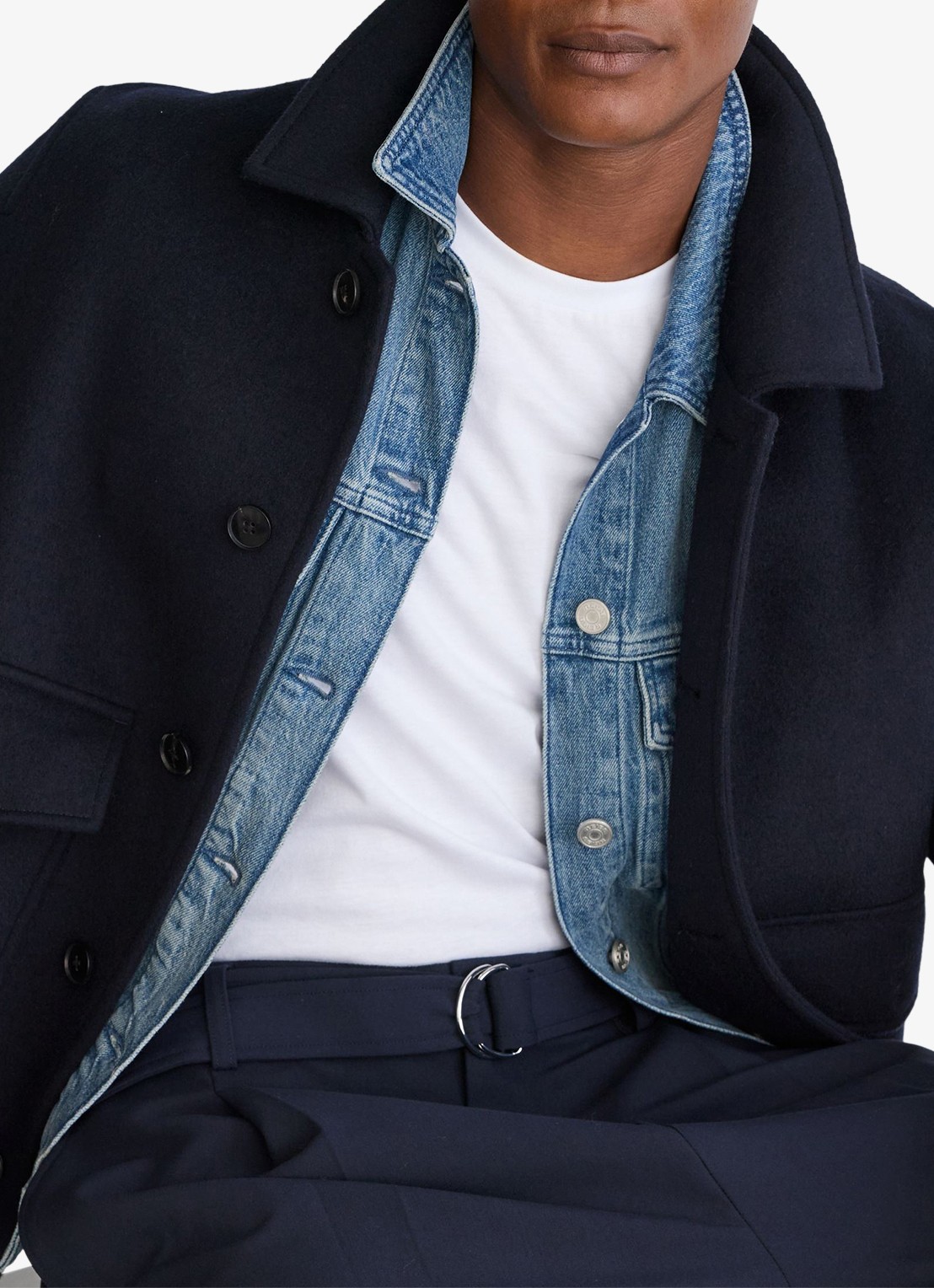 Reiss Chaise ribgebreide muts van merino wol - voorkant 4 navy / blauw