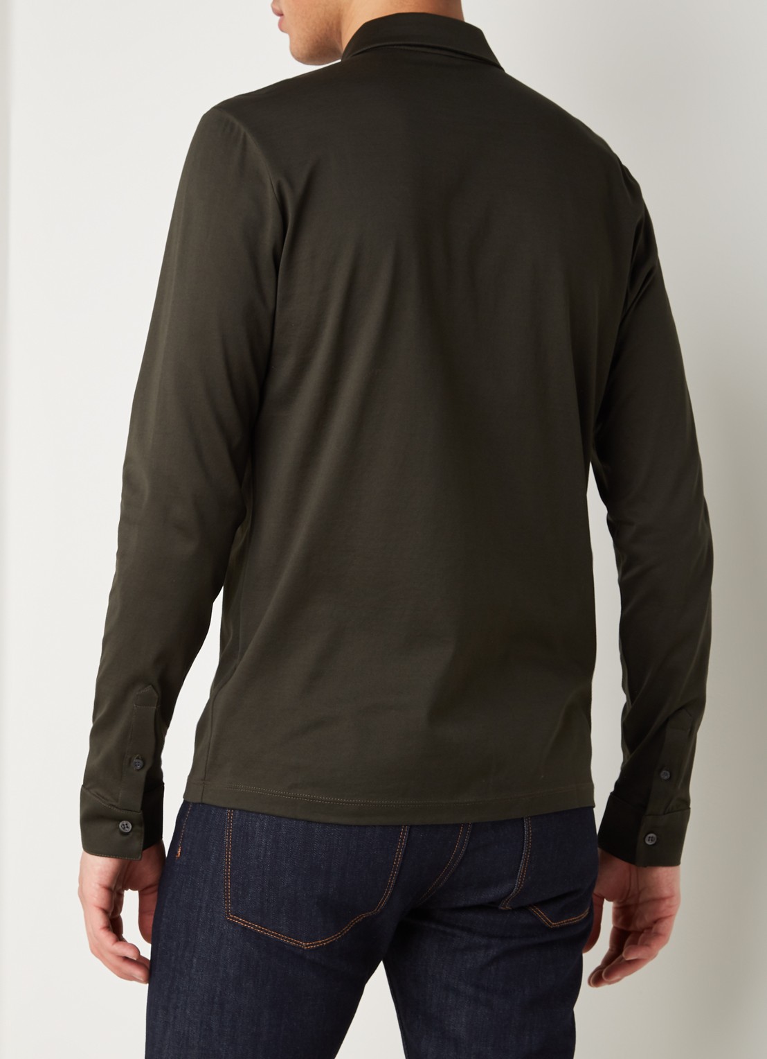 Reiss Chapter slim fit jersey overhemd van katoen - achterkant 4 donkergroen