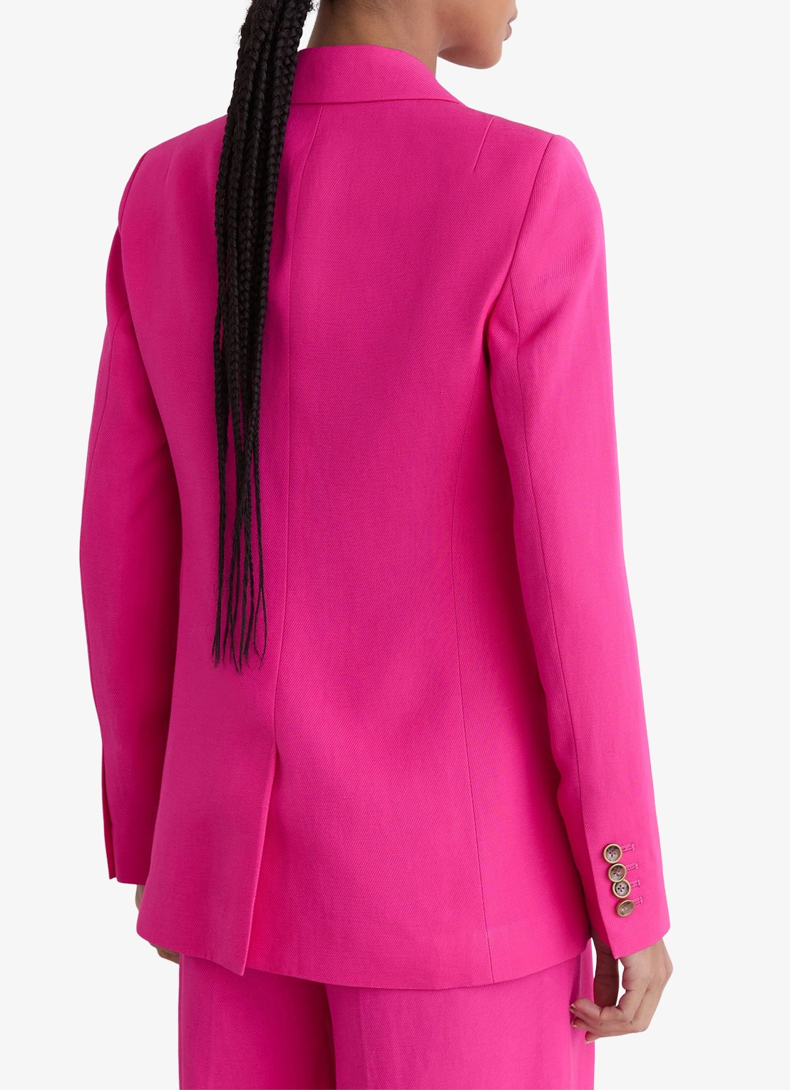 Reiss Charli regular fit blazer in linnenblend - achterkant 8 oudroze