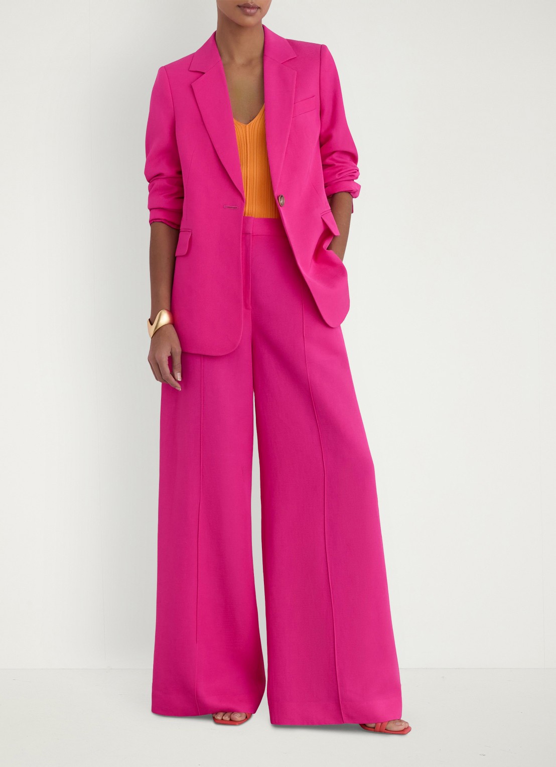 Reiss Charli regular fit blazer in linnenblend - detail 5 oudroze
