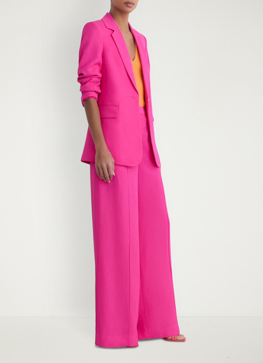 Reiss Charli regular fit blazer in linnenblend - detail 6 oudroze