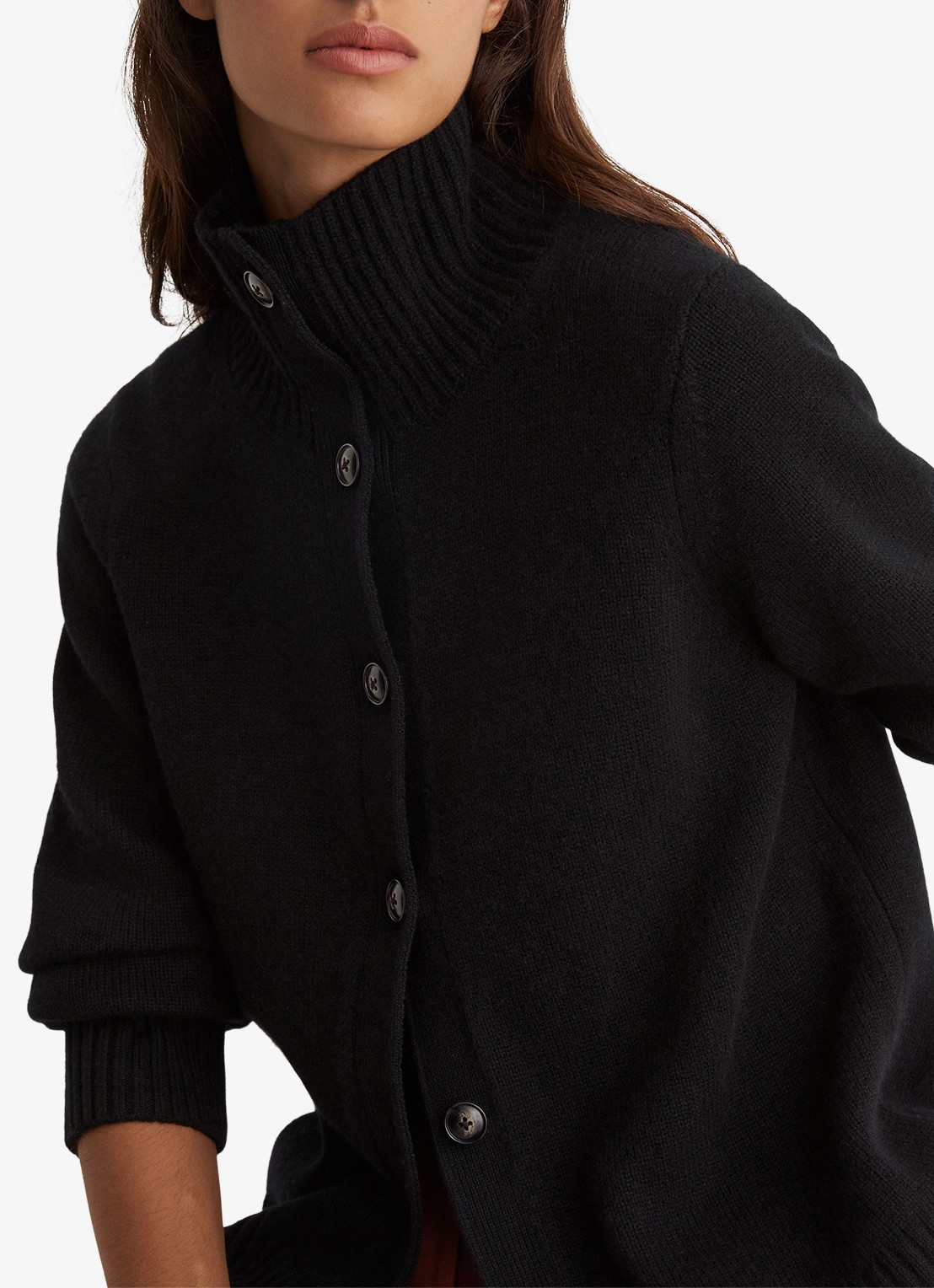 Reiss Charly grofgebreid vest met col - detail 2 zwart