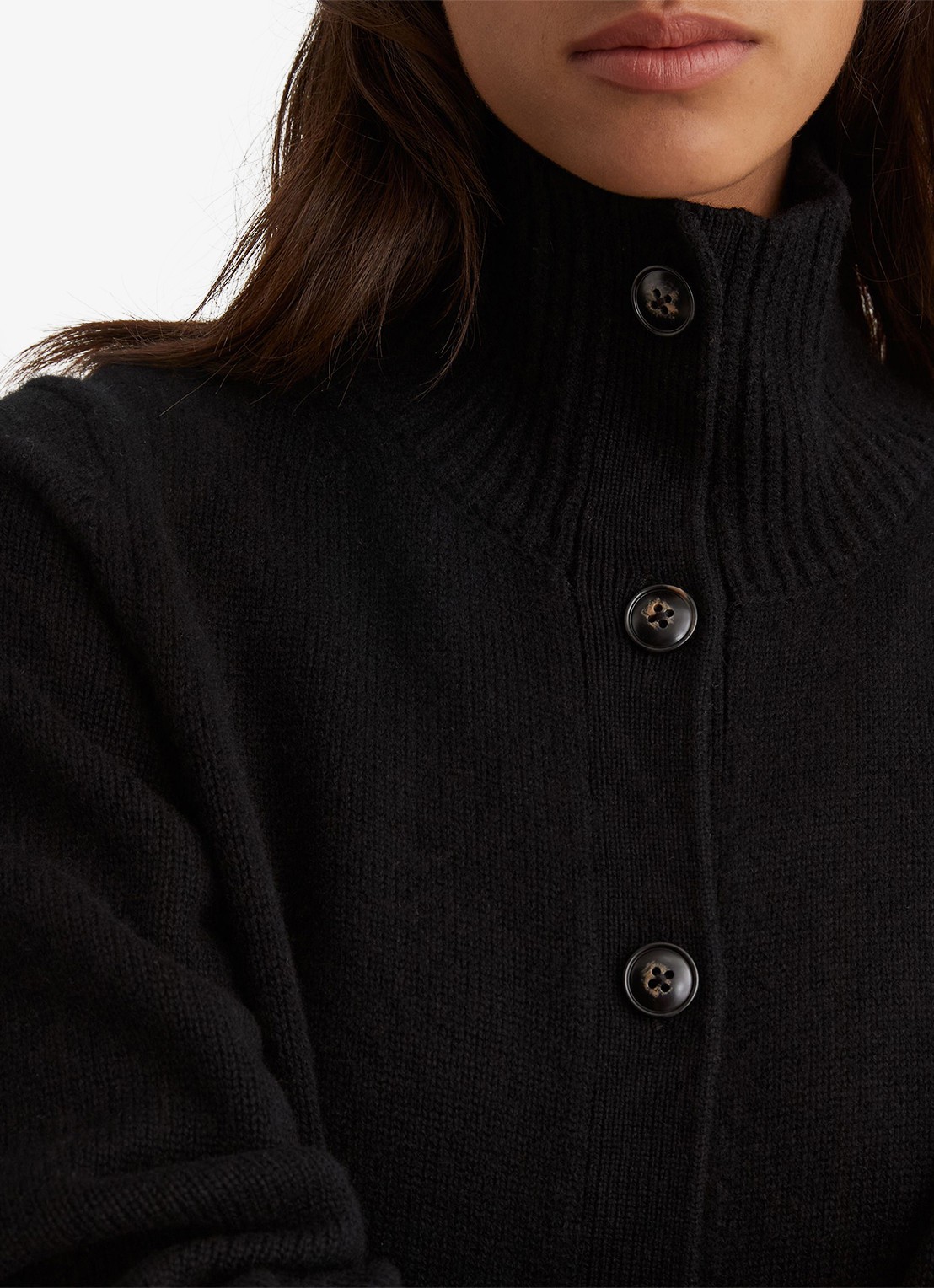 Reiss Charly grofgebreid vest met col - detail 3 zwart
