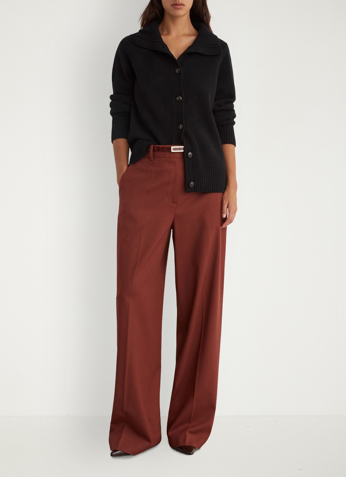 Reiss Charly grofgebreid vest met col - voorkant 7 zwart