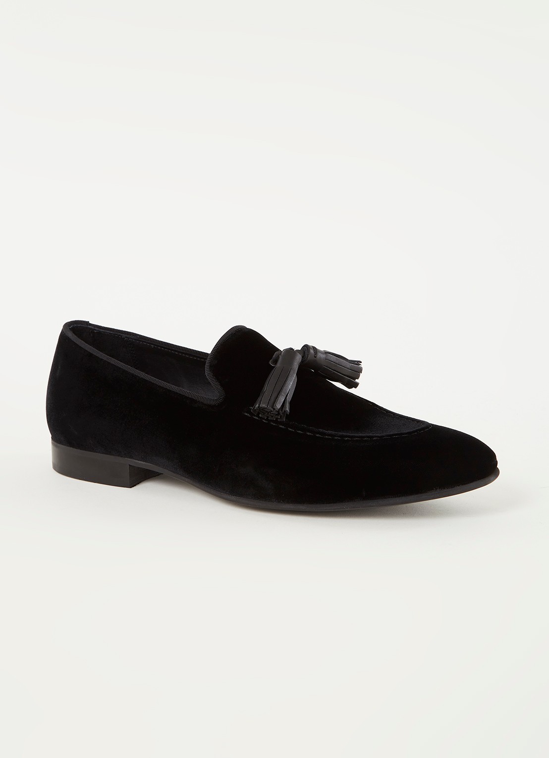 Reiss Chase loafer van fluweel - voorkant zwart