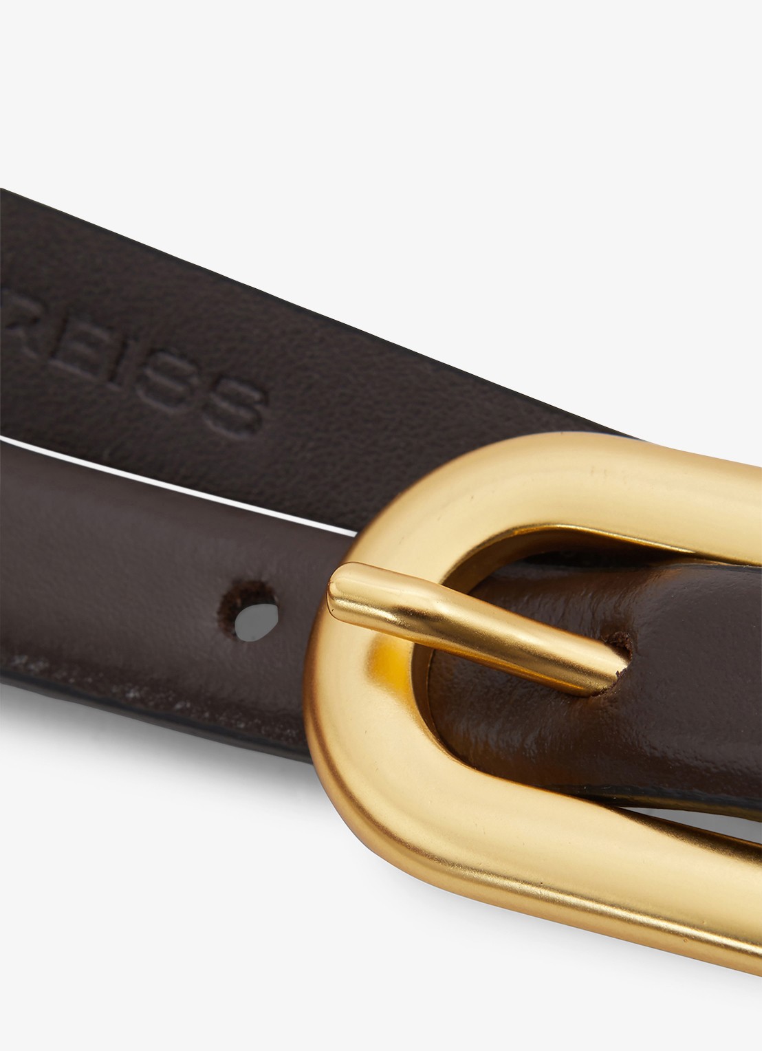 Reiss Chaya riem van leer - detail 3 donkerbruin
