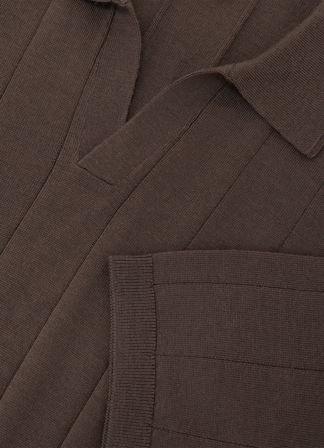 Reiss Chelmsford slim fit polo van merinowol - detail 2 ridge brown / bruin