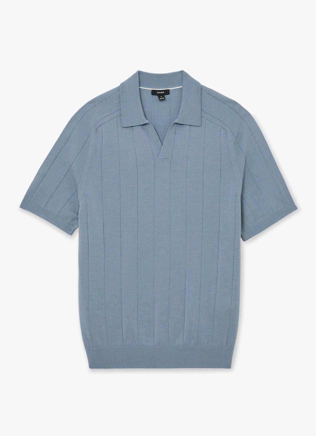 Reiss Chelmsford slim fit polo van merinowol - voorkant 4 armour blue / blauw
