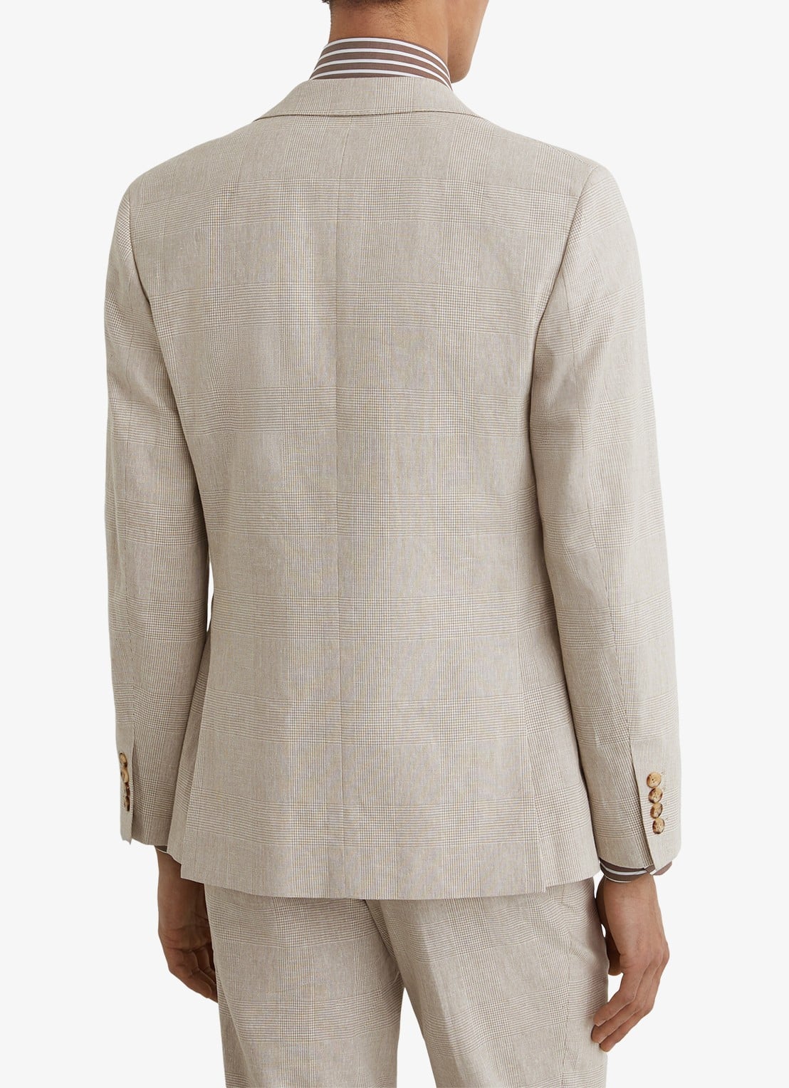 Reiss Cheltenham regular fit colbert in linnenblend - achterkant 3 bruin