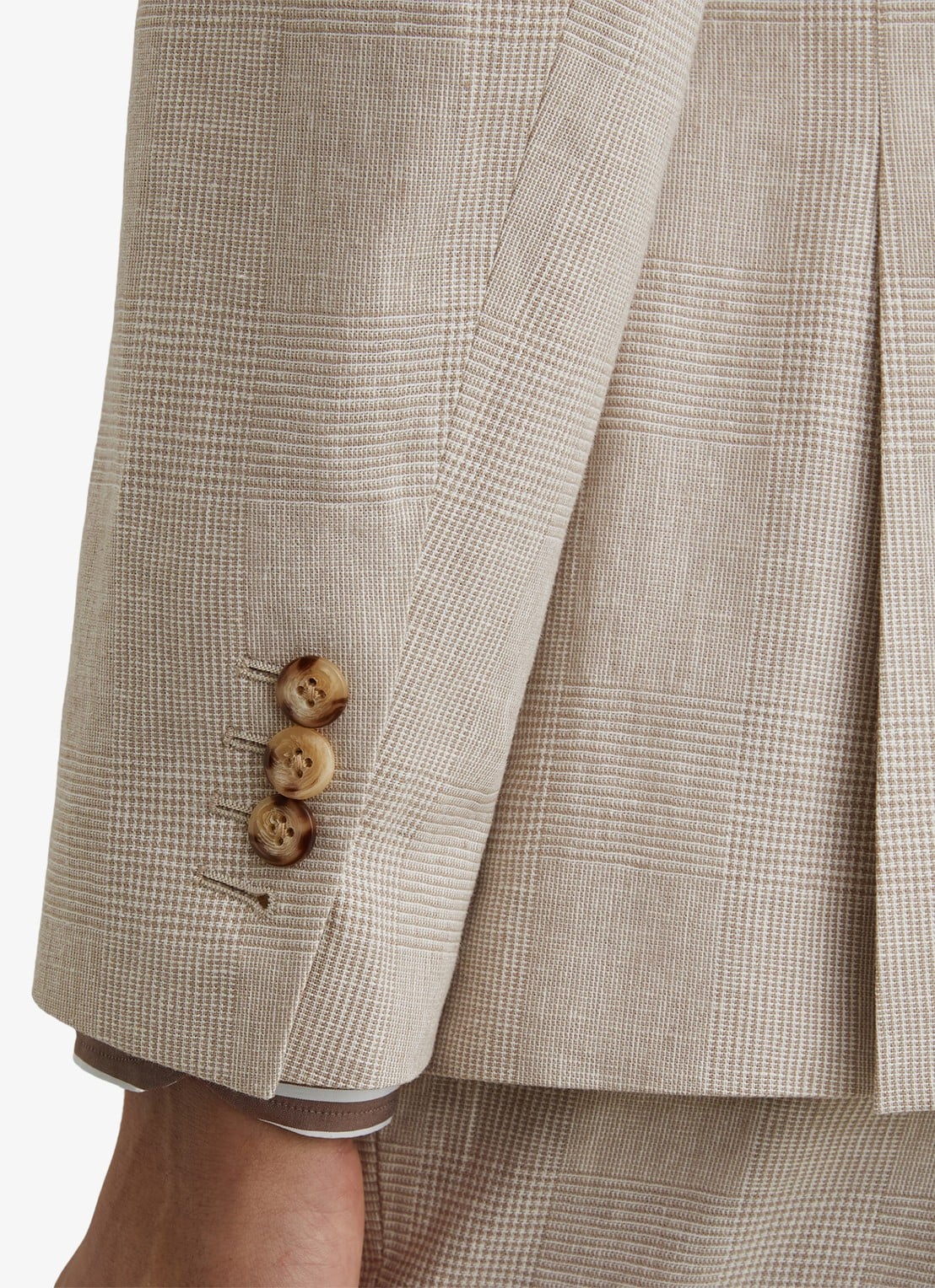 Reiss Cheltenham regular fit colbert in linnenblend - detail 6 bruin