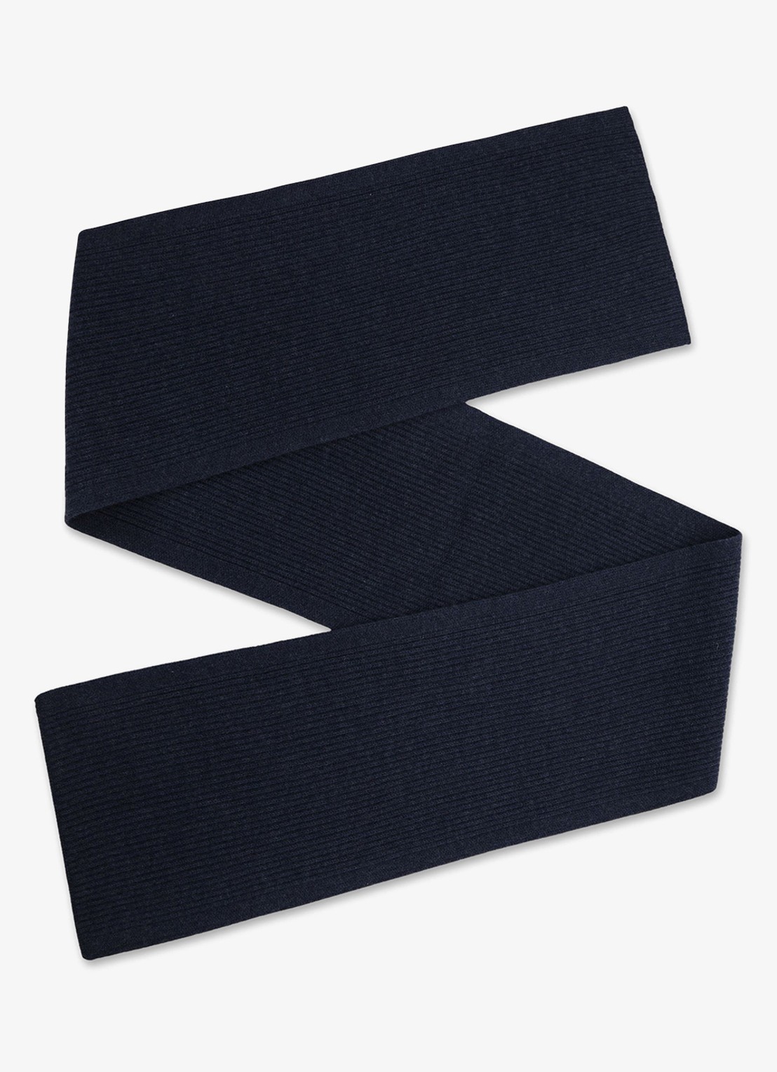 Reiss Chesterfield ribgebreide sjaal van merino wol - voorkant 4 donkerblauw