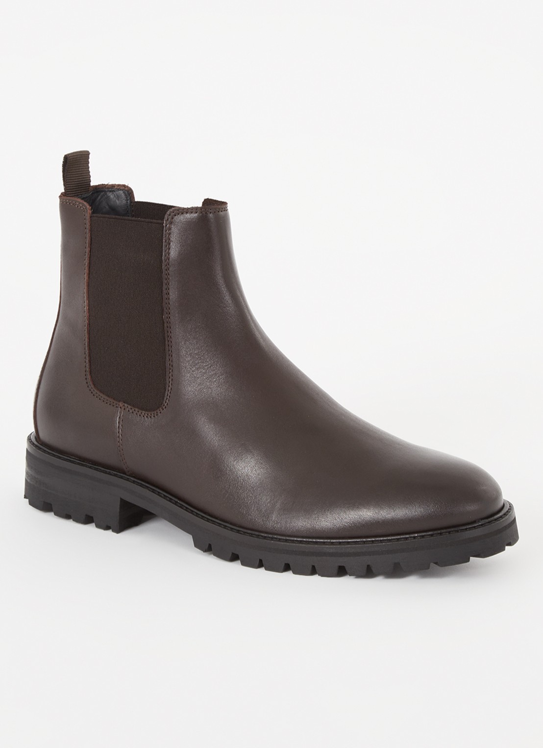Reiss Chiltern chelsea boot van leer - voorkant 4 donkerbruin
