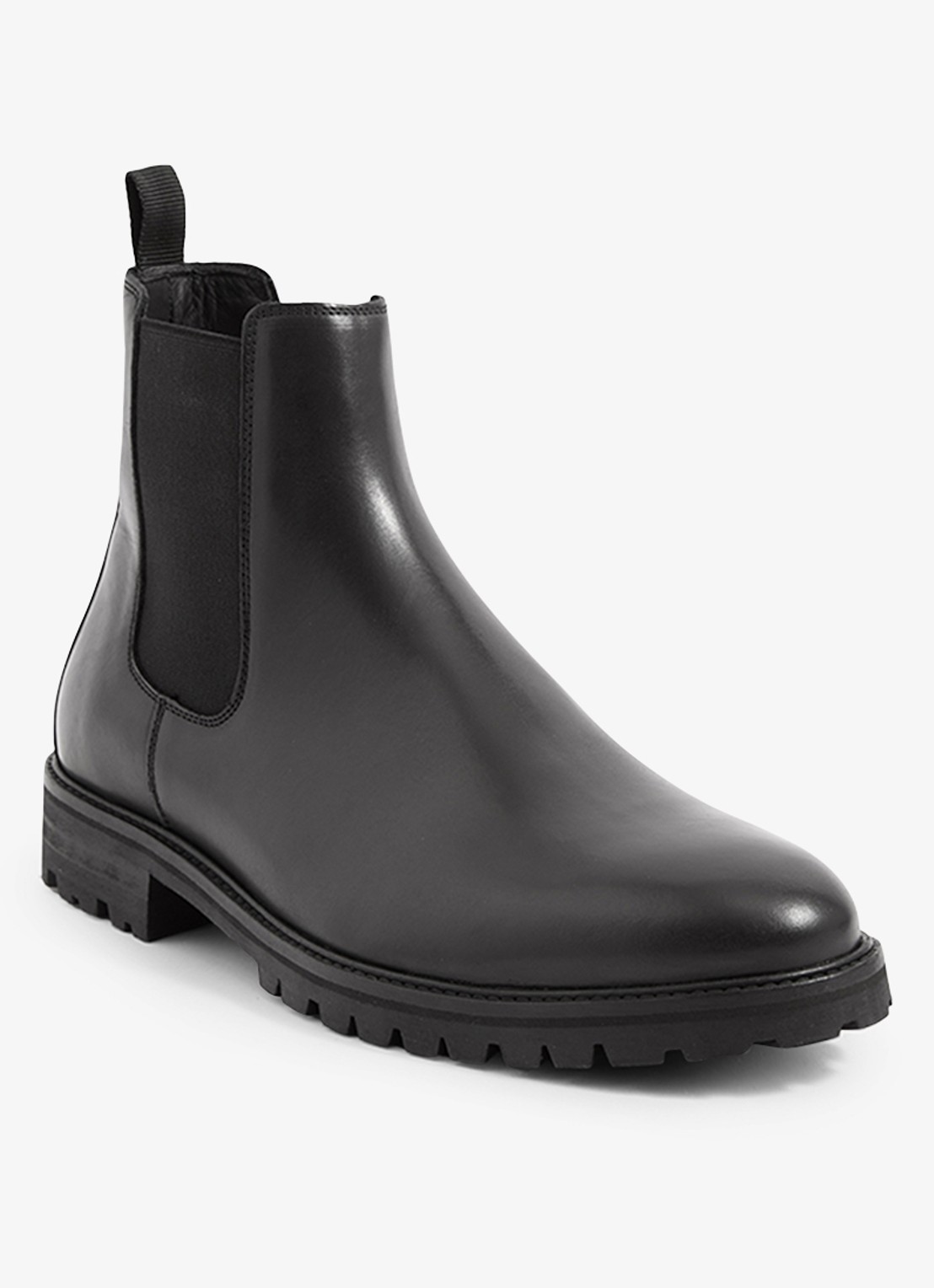 Reiss Chiltern chelsea boot van leer - detail black / zwart