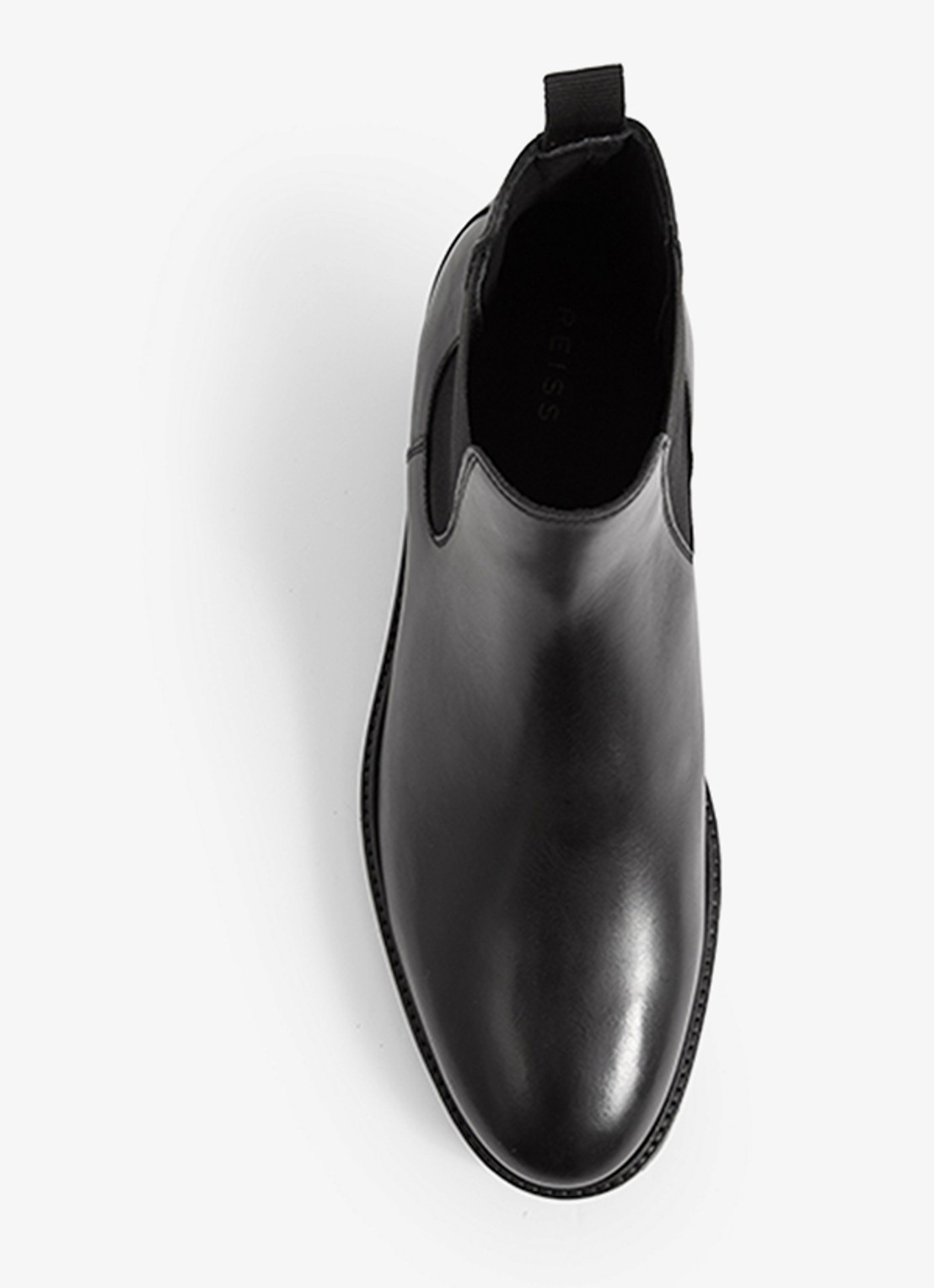 Reiss Chiltern chelsea boot van leer - voorkant 4 black / zwart