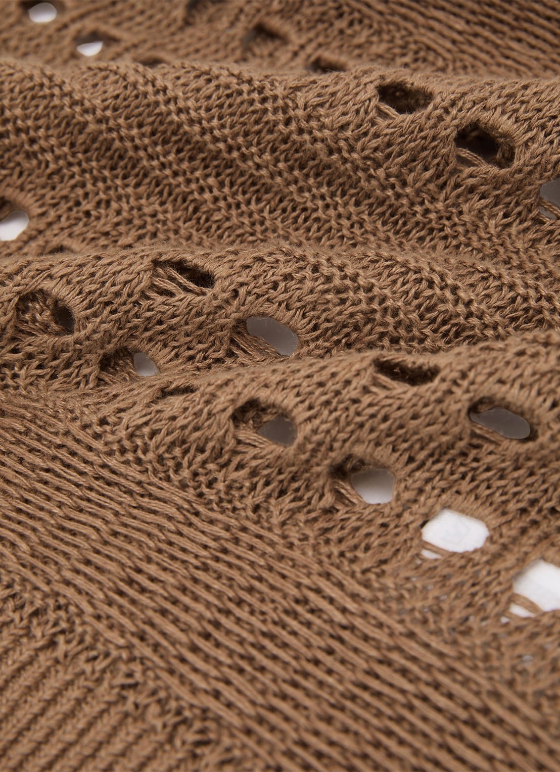 Reiss Chloe fijngebreide top van linnen met opengewerkt dessin - detail 4 beige