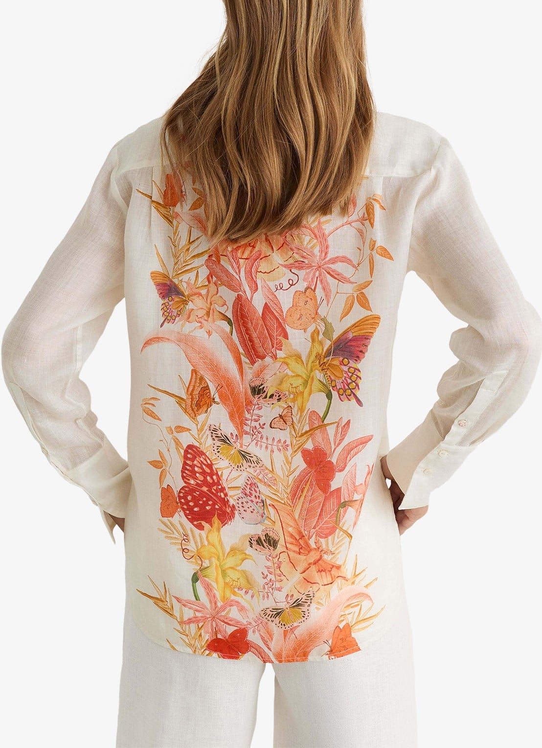 Reiss Cilia blouse met bloemenprint - achterkant ivory / beige