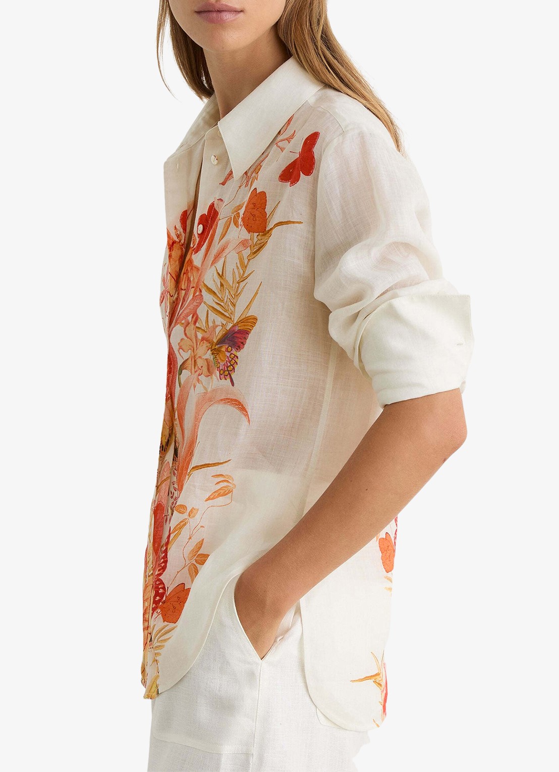 Reiss Cilia blouse met bloemenprint - detail 3 ivory / beige