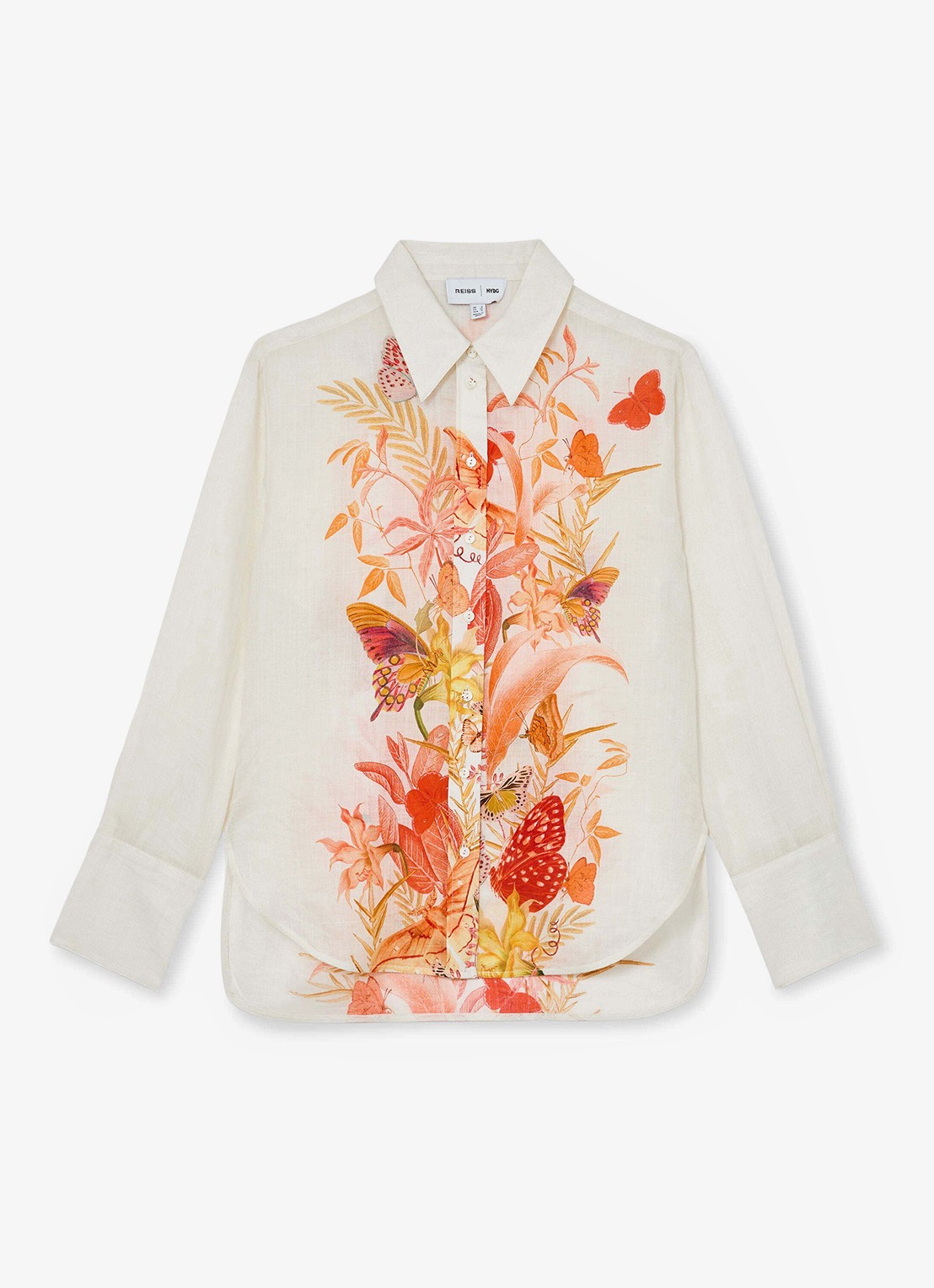 Reiss Cilia blouse met bloemenprint - voorkant 7 ivory / beige