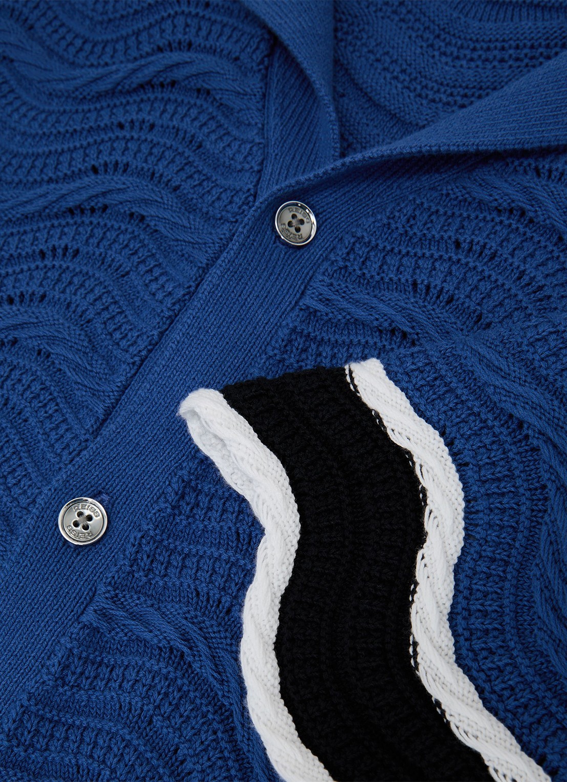Reiss CIRO Cotton-Blend Wave-Knit Tipped Shirt - detail 5 donkerblauw