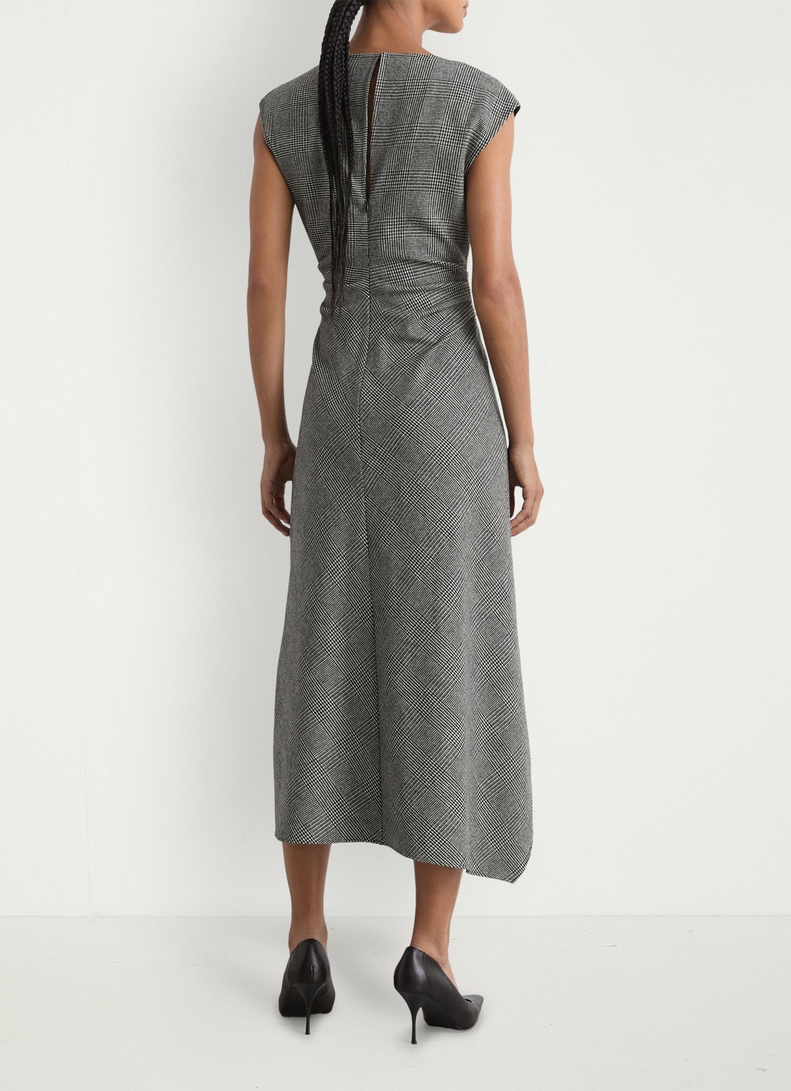 Reiss Clara midi jurk in wolblend - achterkant grijs