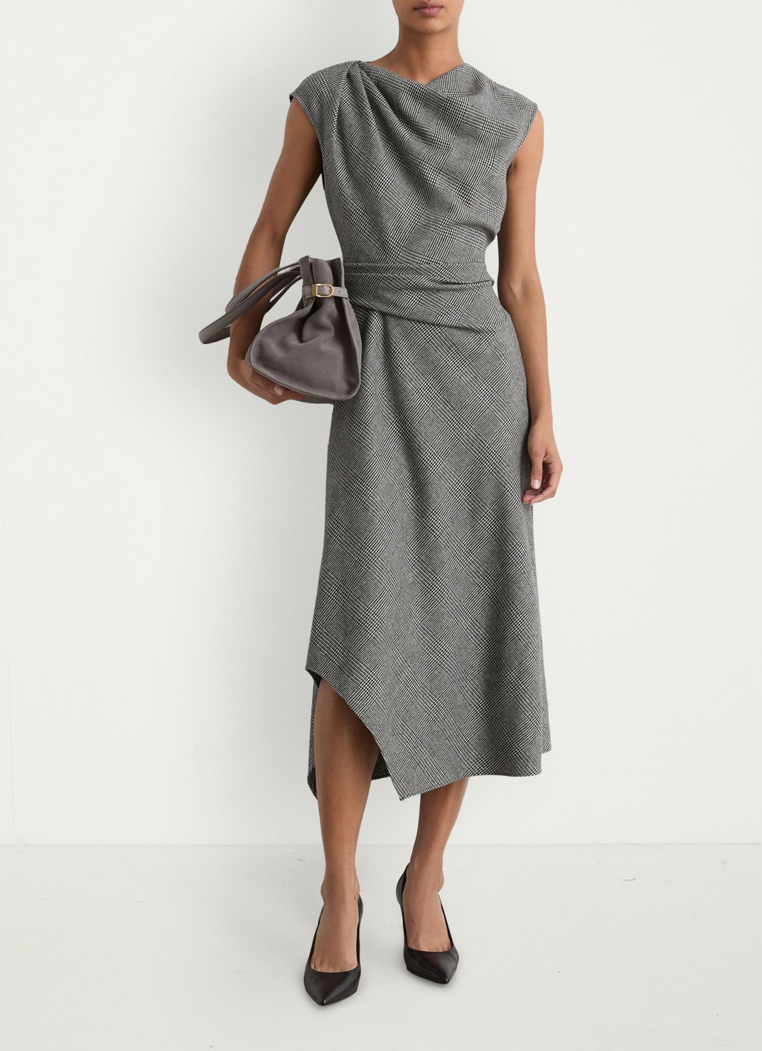 Reiss Clara midi jurk in wolblend - detail 2 grijs